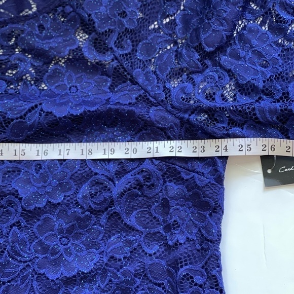Candalite Dress Plus Size 3XL Blue Glitter Lace Formal Evening Party Prom Dress - Picture 10 of 13